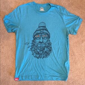 Cool Blue Graphic Tee with Bearded Design